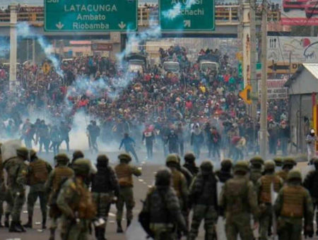 Manifestación por marchas civiles en Ecuador 2019